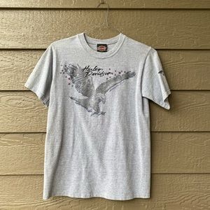 VINTAGE HARLEY DAVIDSON EAGLE USA T-SHIRT SIZE S  90S 🦅 T-shirt (unisex) gray
